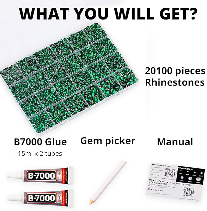 20100Pcs Green Resin Rhinestones 2,3,4,5,6mm Flatback for Bedazzling Crafting Crafts Clothing Clothes Fabric Shoes Nail Art, Emerald Dark Green Flat Back Gems Diamonds Jewels Crystals Gemstones