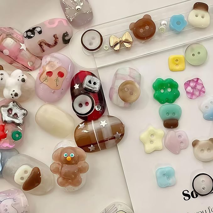 3D Button Nail Mold Multiple Shapes Buckle Silicone Nails Molds Accessories Gel Buttons Art Manicure Tools