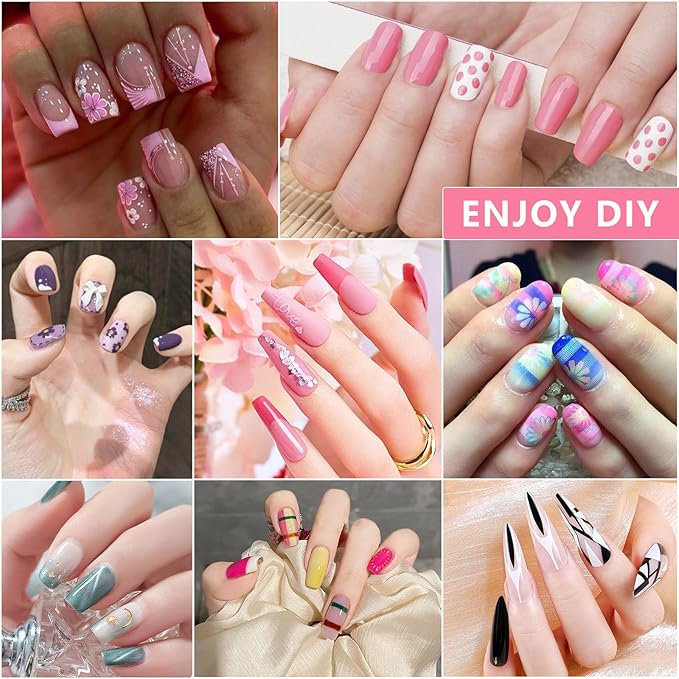 20 Nail Art Brushes Kit with Striping Tapes, Gold Flakes, Pearls, Rhinestones, Glitter & Star Stickers for Gel Nails DIY Manicure Set (Black)