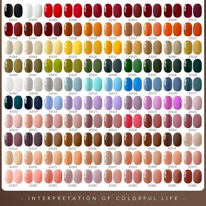 GAOY 108 Pcs Gel Nail Polish Set, 100 Colors All Season Gel Polish Kit Red White Black Purple Green with 8 Pcs Soak off Base Glossy Matte Top Coat & Builder for Nail Art DIY Manicure at Home
