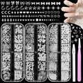 Silver Alloy Cross Star Nail Charms, Silver Metal Nail Beads, White Flatback Pearls, 3D Star Moon Heart Bow Butterfly Nails Studs, Mixed Sizes Caviar Beads and Pearls for Nail Art Accessories DIY