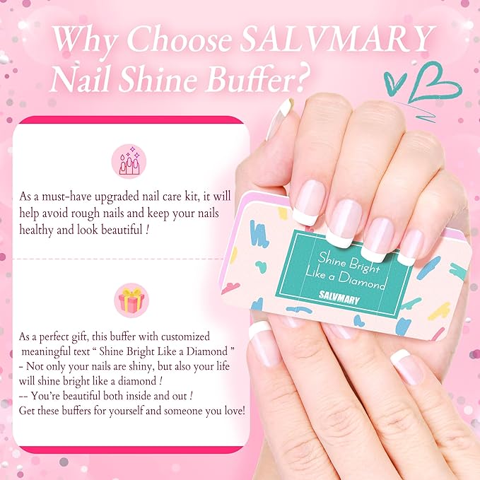 Nail Shiny Buffer Block Gifts for Women - Pink Nail Shine Buffing Blocks Files with 2 Way Smoother & Polisher for Natural Nails, Nail Care Gift Set Party Favors