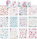 12 Sheets Butterfly Flower Nail Stickers for Nail Art, Colorful Flower Nail Decals,Flower 3D Self-Adhesive Nail Art Stickers Design for Women DIY Manicure Decoration YX1230