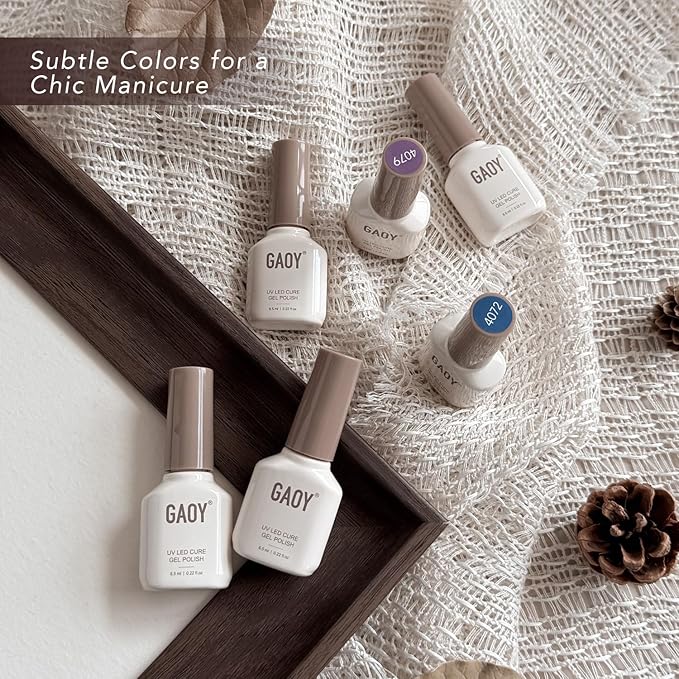 GAOY 42 Pcs Gel Nail Polish Kit, Nude Pastel Blue Purple Colors All Seasons Gel Nail Polish Set with Glossy & Matte Top Coat and Base Coat for Salon and DIY Manicure at Home