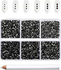 Beadsland 7200pcs Flatback Rhinestones,Black Rhinestone Nail Gems Round Crystal Rhinestones for Crafts,Mixed 6 Sizes with Wax Pencil Kit, SS3-SS10,Jet Black