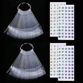 100 ps Nail Swatch Sticks with Number Stickers, Nail Color Display Stiletto Tips, Fan-shaped Nail Polish Practice Sticks, Nail Art Display Sample Color Wheels (Transparent)