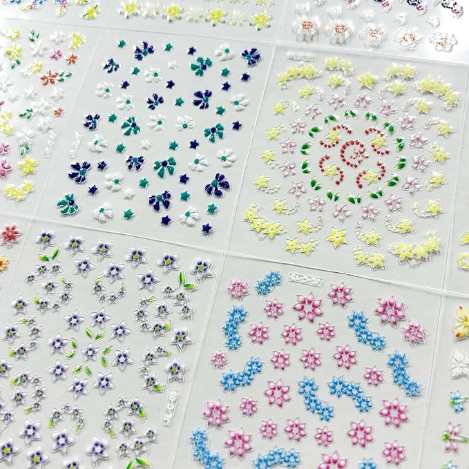 60 Sheets Flowers Nail Art Stickers Decals 3D Self-Adhesive Colorful Flower Rose Daisy Cherry Blossoms Nail Stickers Design Flowers Nail Art Supplies Charms for Nails Arts Manicure with Tweezers…