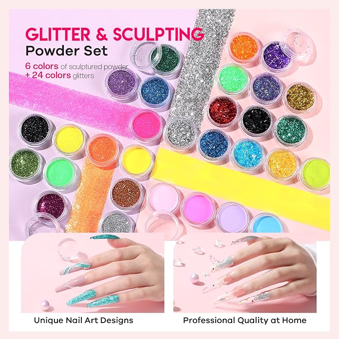Acrylic Nail Kit for Beginners: 0 Experience Needed to Complete Acrylic Nail Starter Kit with 48W Nail Lamp & Drill for Home DIY Manicure