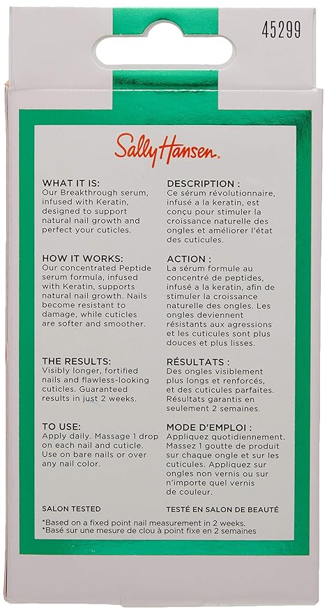 Sally Hansen Nail Treatment Nailgrowth Miracle® Nail Strengthener | Nail Serum with Biotin & Peptides | Strengthens, Protects & Promotes Growth | Clear Nail Polish