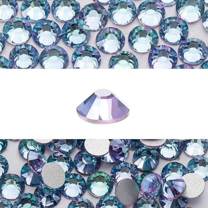 Novani 3000 Pieces Flatback Rhinestones Glass Round Gems Teal Volcano Crystals for Nail Art DIY Crafts Clothes Shoes,SS6,1.9-2.0mm
