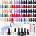 Beetles Gel Nail Polish Kit with U V Light, 75PCS Gel Nail Kit with Base Top Coat 45 Colors Gel Polish Set Burgundy Red Exquisite Femininity Manicure Set Home Salon DIY Gifts for Women Girls Teens