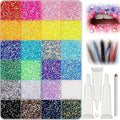 Colorful DIY Resin Rhinestone Kit for Bedazzling, Resin Jelly Rhinestones for Bedazzling, Multicolor 3mm Flatback Gems for Diamond Art 3Pcs B7000 Jewelry Glue for Bedazzled Nail Art (24000)