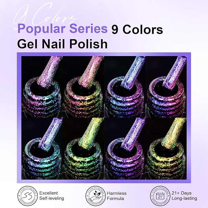 MEET ACROSS 9D Cat Eye Gel Nail Polish, 12 Pcs Chameleon Galaxy Magnetic Gel Polish Set with Base Top Coat and Magnet Stick Soak Off Nail Art Salon Manicure Home Ladies Gift