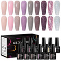 MEET ACROSS 9 Colors Gel Nail Polish + 3PCS Function Gel Nail Polish Kit,Fashion Nail Art Set Design Gifts for Women Manicure Salon (SET9, 12pcs)
