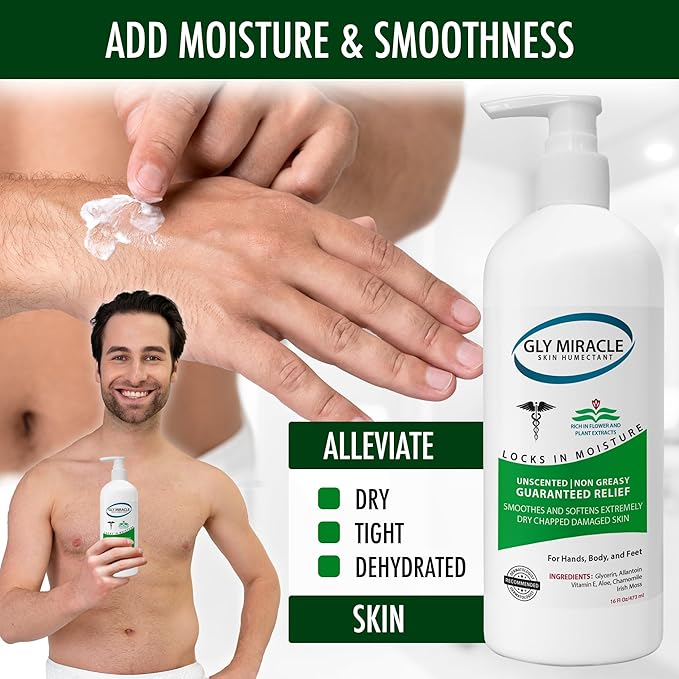 GLY MIRACLE Fragrance-Free Non-Greasy Body Lotion, 16 oz High-Glycerin Moisturizer for Sensitive, Extremely Dry Skin, Hands, Feet & Body