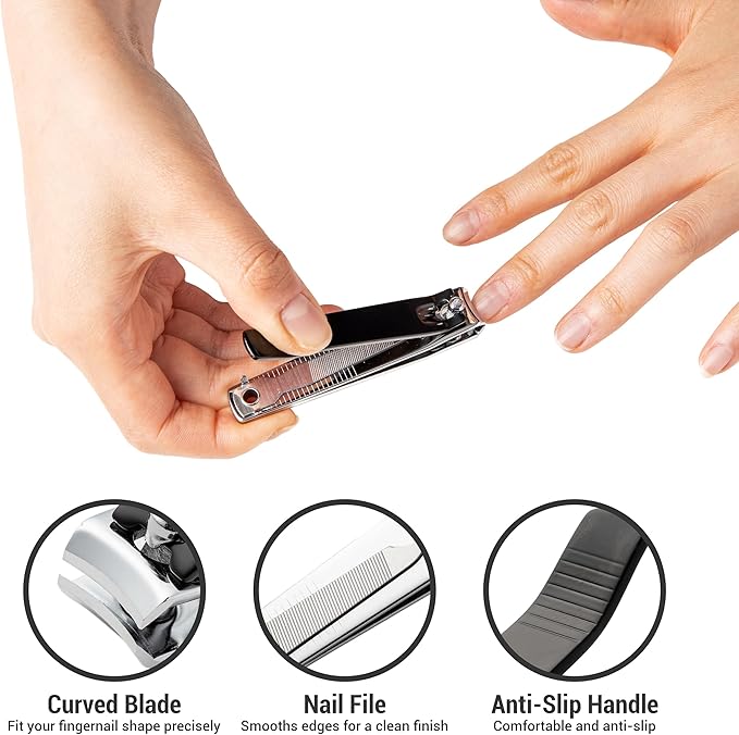 Nail Clippers Set 6 -Pack - Includes Toenail Clippers, Fingernail Clipper, and Finger Nail Clippers for Men and Women Adult, Toe Nail and Fingernail Clipper Kit