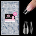 UNA GELLA Soft Gel Medium Coffin Nails Tips, 510Pcs 15 Sizes Pre-Buffed Full Cover False Nails, No File Needed Inner Matte Gel Tips, Clear PMMA Soak Off Acrylic Nail Extensions for DIY Nail Art