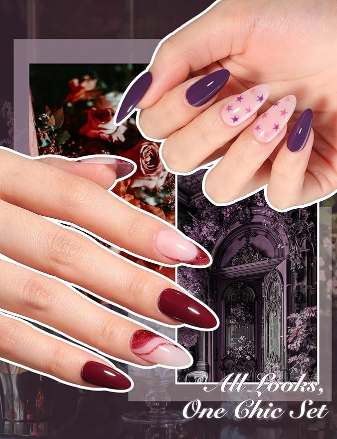 Beetles Spring Gel Polish Set - Spring Fantasy Collection, 35PCS HEMA-Free 10ml Soak Off UV LED Gel Nail Kit, Berry Red Caramel Colors with Base Top Coat & Cuticle Oil Valentines Gift