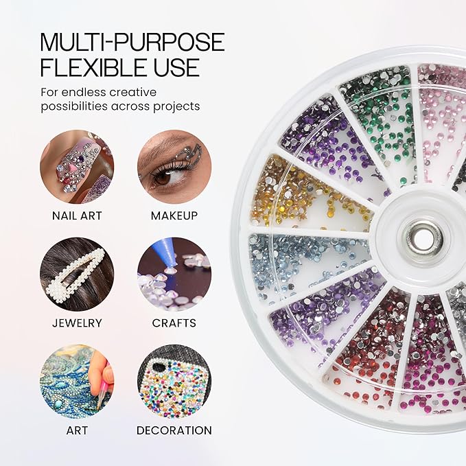 Nail Art Rhinestones Fake Pearl Gems Jewelry Decorations Manicure Wheel (20 Wheels, Small Multi Color)