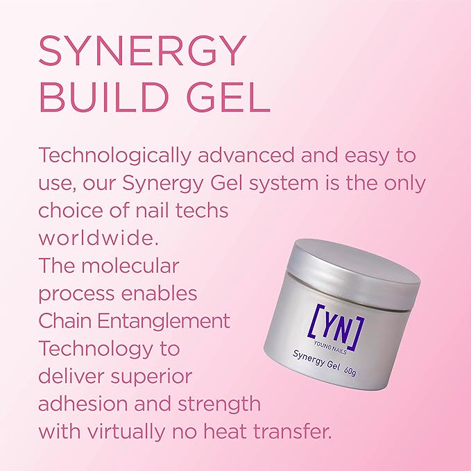 Young Nails Synergy Gel System, Building Gel - Hard Builder Gel, Superior Adhesion & Strength, Structured Nail Gel Builder - Build Gel, Clear, 60g