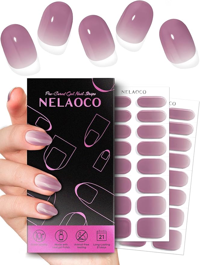 Nail Polish Strips – 32PCS UV Free Salon Quality Wraps, Long Lasting Gel Nail Stickers for Women (Blush Whisper)