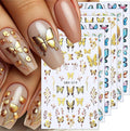 6 Sheets Butterfly Nail Decals for Nail Art Spring Flower Nail Stickers 3D Self-Adhesive Colorful Butterfly Nail Art Stickers Gold Floral Leaf Nail Decoration for Women Girls DIY Manicure Supplies