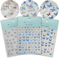 Blue Butterfly Nail Art Stickers Rhinestones Nail Decals for Nail Art Design Self-Adhesive Nail Accessories for Women Nail Art Supplies 3 Sheets