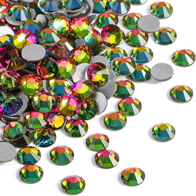 Beadsland 2880pcs Flat Back Crystal Rhinestones Round Gems for Nail Art and Craft Glue Fix, Rainbow, SS16,3.8-4.0mm