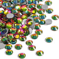 Beadsland 576pcs Flat Back Crystal Rhinestones Round Gems for Nail Art and Craft Glue Fix, Rainbow, SS30,6.3-6.5mm