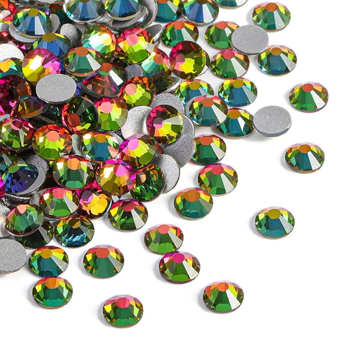 Beadsland Flat Back Crystal Rhinestones Round Gems for Nail Art and Craft Glue Fix, Rainbow, 1.9-2.1mm, SS6/1440pcs