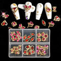 30Pcs Nail Charms 3D Mixed Butterfly Bow Tie Heart Fox Flower Shaped Nail Rhinestones Glitter Gems Metal Gold Rose Red Pink Nail Charms for Girl Women DIY Nail Art Craft Decoration