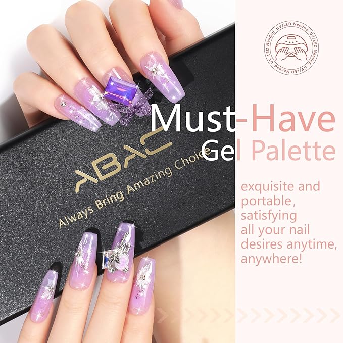 ABAC Solid Gel Nail Polish,Ombre Gel Nail Polish,Pat Paint Nail Gel,Spring&Summer Hema-free 24 Colors Soak Off Gel Polish Kit with Double-Ended Nail Art Brush for Salon and Nail Art DIY at Home