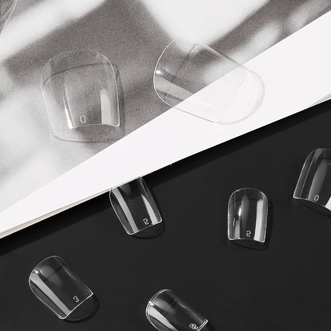 UNA GELLA Extra Short Square Nail Tips XS Short Square Gel Tips 216pcs Press On Nails Full Cover 12 Sizes Clear Fake Nails Extension for Home DIY Nail Salon Soft Gel Tips