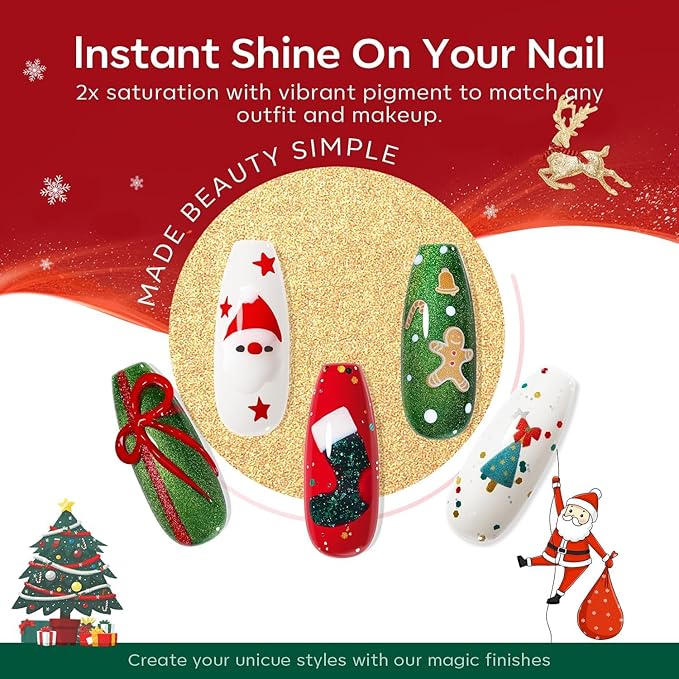 modelones Christmas Gel Nail Polish Set 2 Pcs 15 ML Red Green Classic Winter Colors Soak off U V Led Lamp Needed Manicure Salon DIY Home Gifts for Women Girls