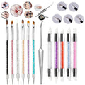 12PCS Professional Nail Art Brush Set,Crystal Handle Liner Brushes,Acrylic & Gel Nail Brush,Double-ended Silicone Nail Sculpture Pen Tools,Nail Sculpture Pincher Tweezer for Manicure,Home Salon Kit