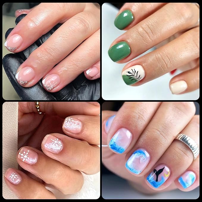 AddFavor 600pcs Short Square Nail Tips, Soft Gel Nail Tips x Clear Fake Nails Full Cover Acrylic Nails Tips for Extension Nail Manicure Salon Home DIY
