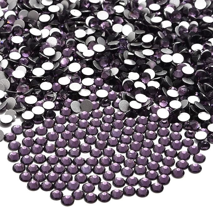NCB 3000pcs Flatback Round Glass Nail Art Rhinestones Crystal for DIY Making Accessories Shoes, Clothes, Face Art, Bags, Manicure (Tanzanite, SS6 3000pcs)
