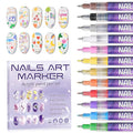 12 Colors Nail Art Pens Set, Nail Art Markers Polish Pens for Nail Art Quick Drying 3D Acrylic Paint Markers for Painting Dotting Liner Pen Nail Salon DIY Design Kit(0.5mm)