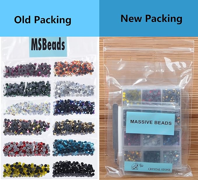 2400Pcs Hotfix Rhinestones Round Shape Flatback Crystal Glass Flatback Nail Art (12 Mixed Colors, 4mm SS16)
