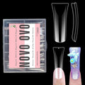 NOVO OVO 240 pcs Extra Long Duck Nail Tips Full Cover for Acrylic, Clear XL XXL Flare Feet Nails Press On, Y2K Vibe Wide French Soft Gel False Nail Extension for Art Salon x 12 Sizes in Box