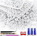 60g Silver AB Flatback Half Round Pearls Mixed Size 3-10mm Resin Craft Beads for Nail Art, Face Gems, DIY Jewelry Making