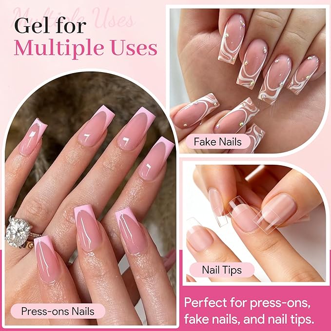 Nail Glue for Press on Nails 5g*5Pcs, Super Strong Quick Drying Semi Solid Glue On Nails, Press on Semi-Solid Gel for Nail Tips & Acrylic Fake Nails, No UV Light Needed, Long Lasting 28+ Days