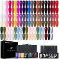 38 PCS Gel Nail Set, 32 Colors Gel Polish Set Red Blue Green Purple Pastel Brown Shades, with Gold Silver Glitter and Glossy Matte Top Coat, Base Coat Builder gel, for Women Gift Kit