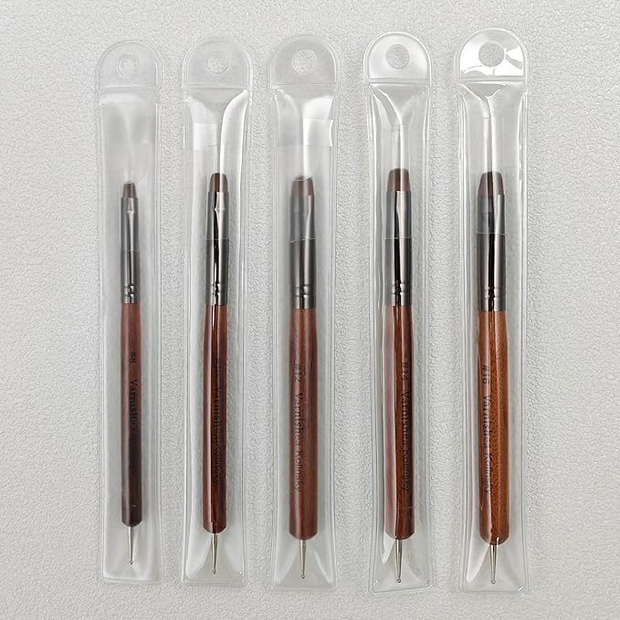 100% Pure Kolinsky Hair French Tip Nail Art Brush Sandalwood Handle Gel Acrylic Nail Dotting Tool for Manicure Clean Up and Dotting Manicure Tool Professional Nail Brush - Size 14, 1.0 Count