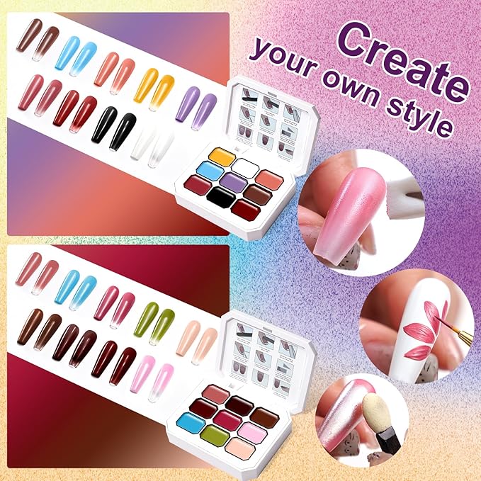 Gradient Painting Gel Set, 18 Pink Black&White Ombre Gel Nail Polish Pigment Pat Nail Long-lasting Silky Texture Highly Saturated French Manicure Soak of UV/Led Home Salon DIY Art M&K