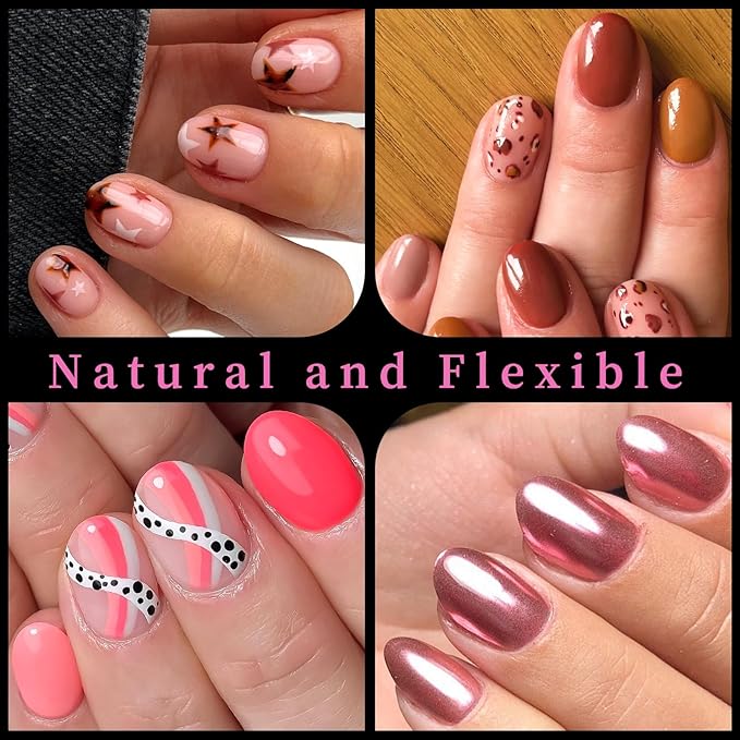 AddFavor XS Short Oval Gel Nail Tips, 240pcs Round Acrylic Nail Tips Full Cover Clear Press on Nails False Tips for Nail Extension, 12 Sizes Short Fake Nails
