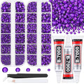 Resin Rhinestones for Crafting with B7000 Jewelry Glue, 2 Boxes Dark Violet Flatback Crystals with 3Pcs 10ml Glue for Bedazzling Crafts Nail Art Makeup, Non Hotfix Gems for Clothing Shoes