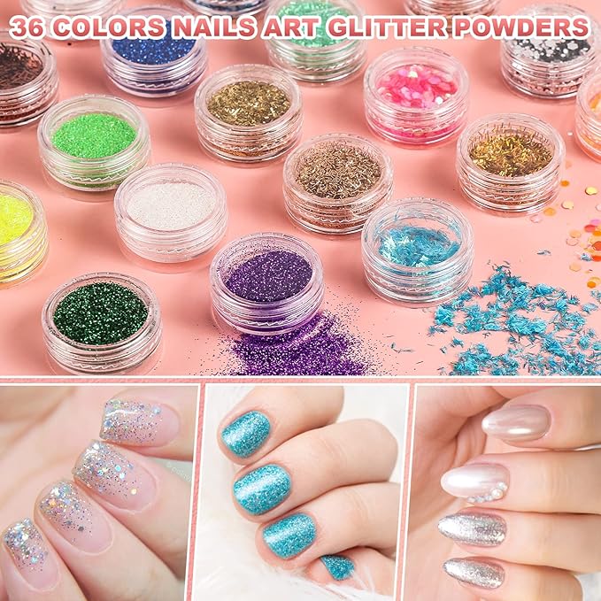 Professional Acrylic Nail Kit with UV Light, Gel Polish, Drill, Art Tips & Decoration - DIY Nail Art Tool & Supplies