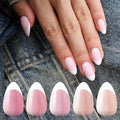 French Tip Press on Nails Short Almond Full Cover Thick Fake Pre-shaped Acrylic Nail Tips, 5 Colors, Manicure Salon & DIY at Home 150 PCS 15 Sizes