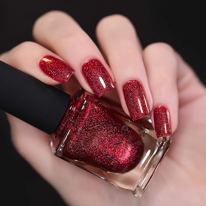 ILNP Say Love - Ruby Red Holographic Nail Polish, Chip Resistant, 7-Free, Non-Toxic, Vegan, Cruelty Free, 12ml